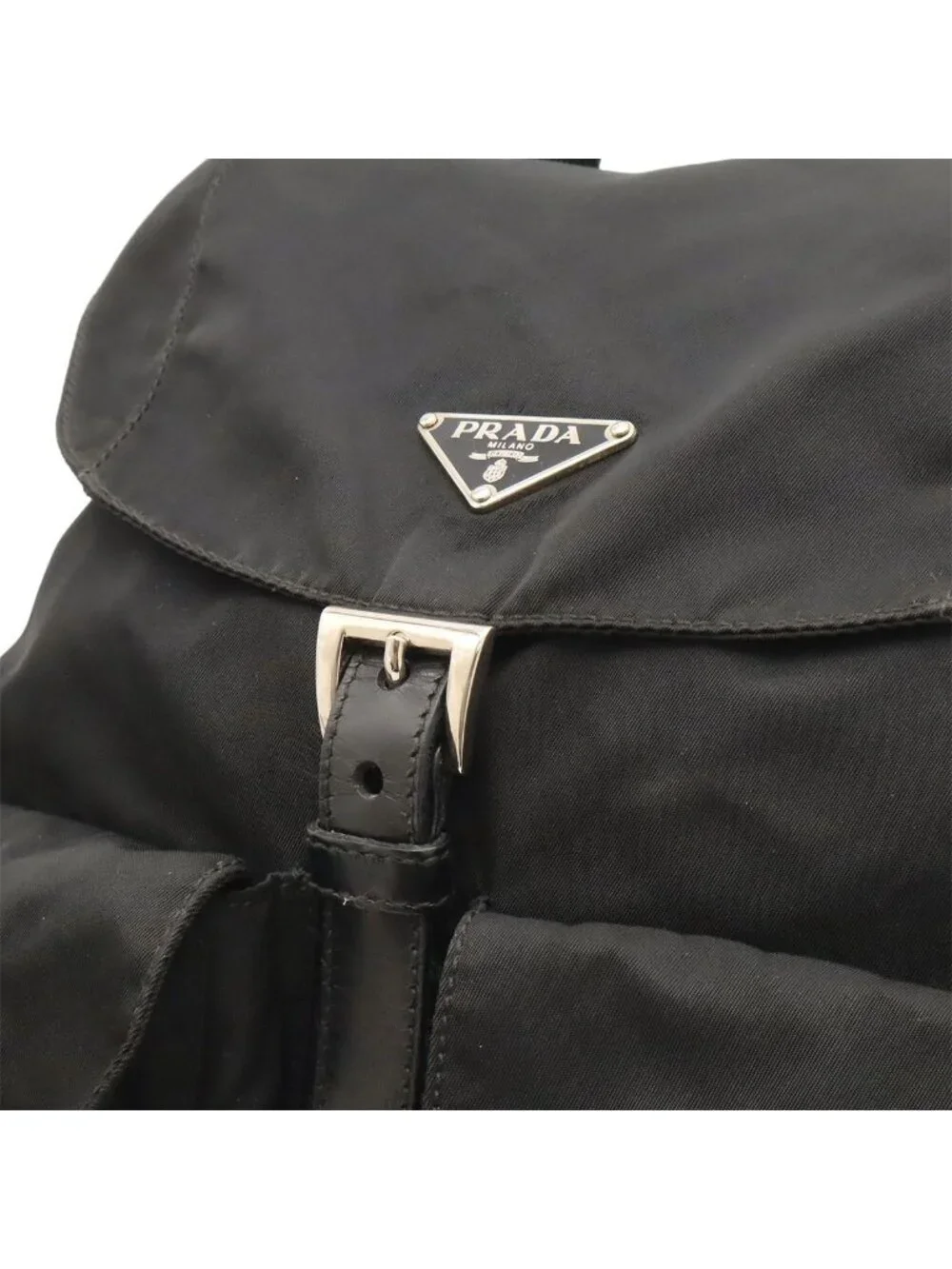Prada Vela Backpack Nylon Leather Nero Black Silver Domestic Boutique Purchase